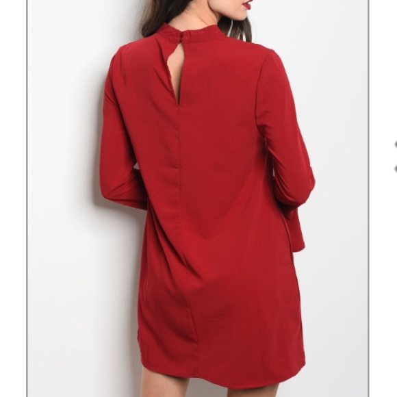 Crimson skater dress w/choker & v-neck, Gorgeous! Sz M - Picture 9 of 16